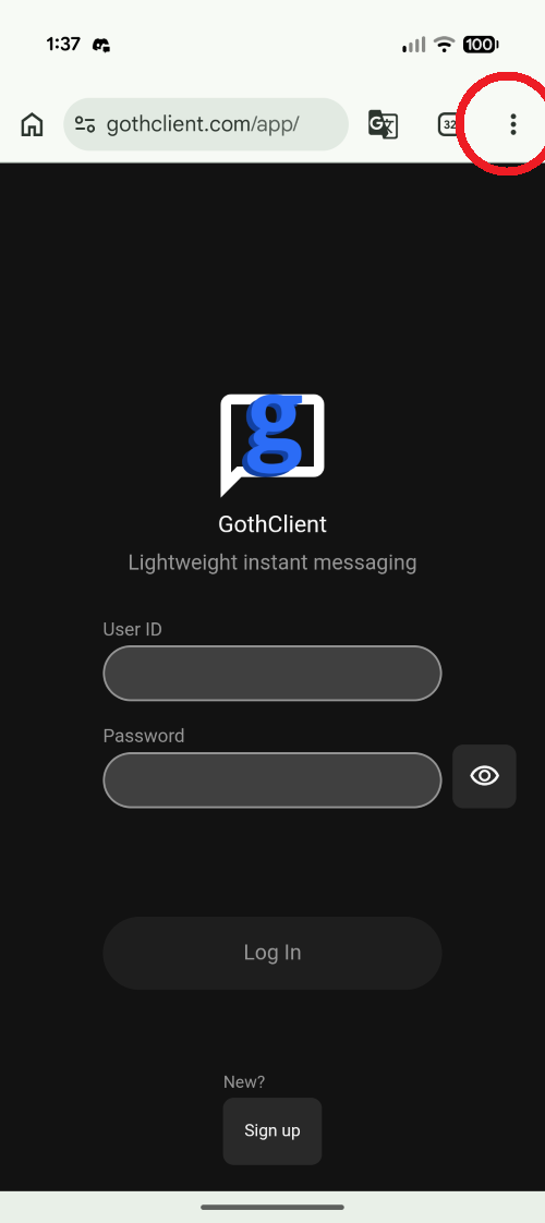 Installation instructions for GothClient on Android
