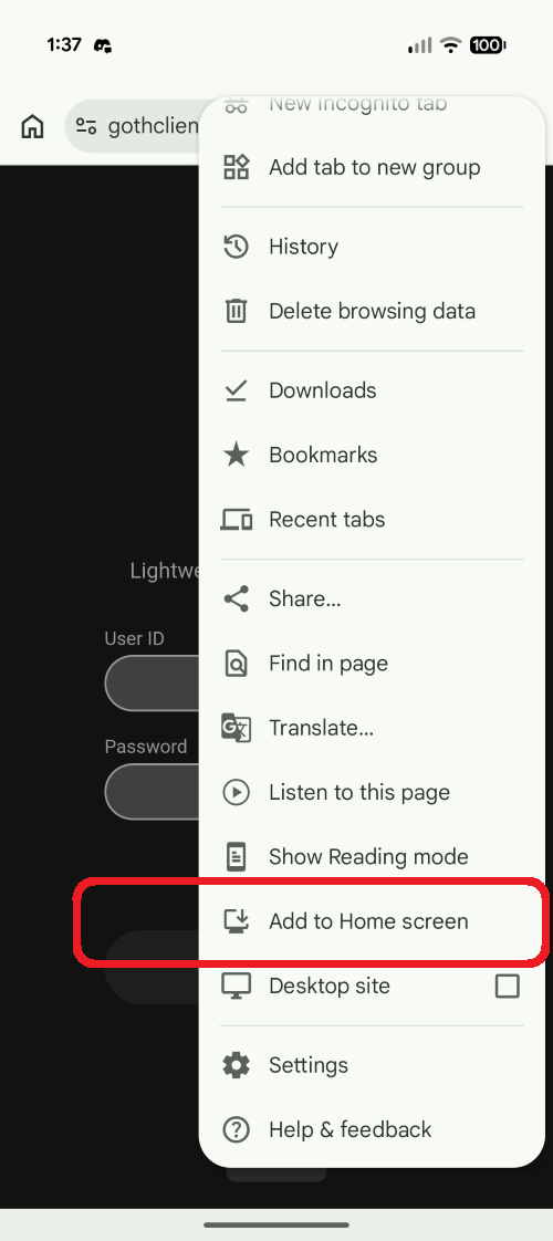 Installation instructions for GothClient on Android