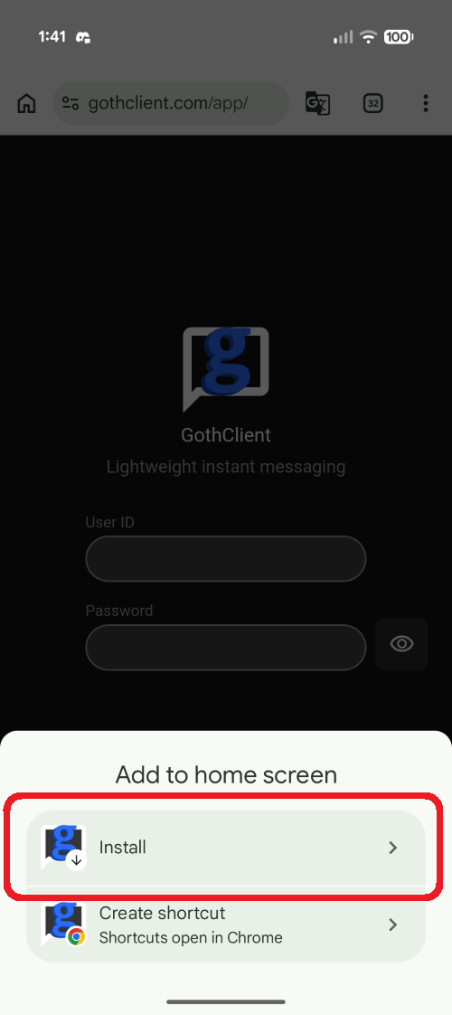 Installation instructions for GothClient on Android