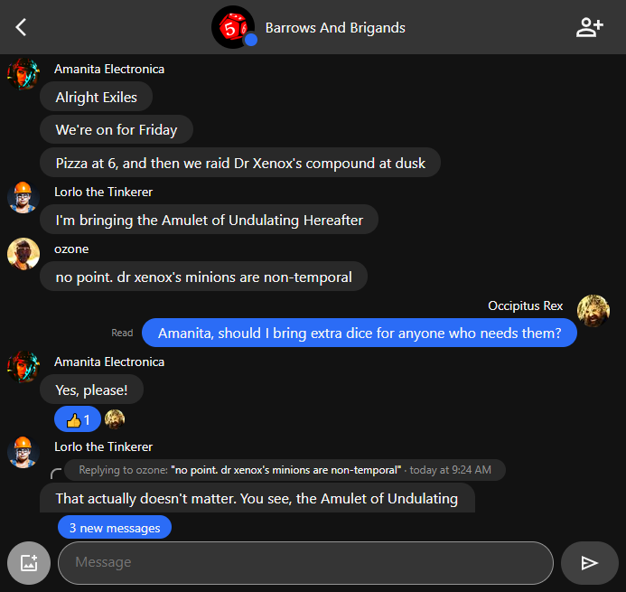 Tabletop gaming enthusiasts using GothClient to organize their next play session
