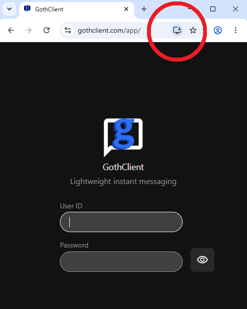 The PWA installation button on Chrome