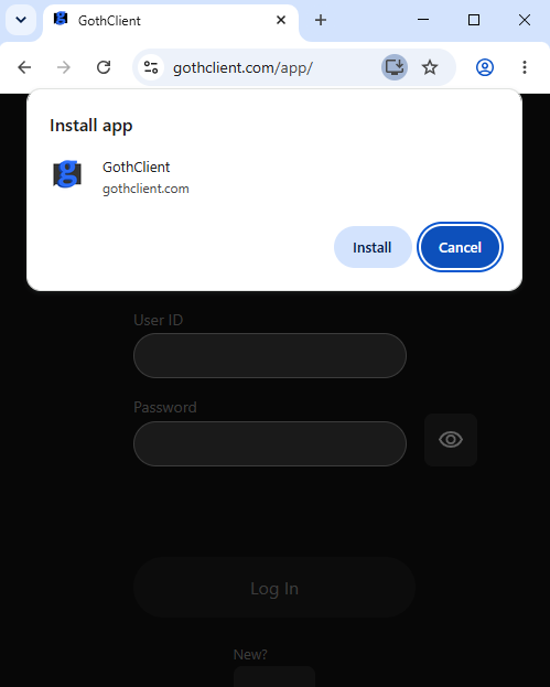 Installing GothClient on Chrome